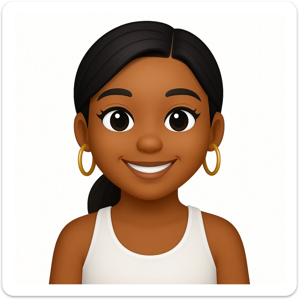 turn the second man in emoji style of the 1st image, match the facial features and match dressing style of the 2nd image, she is wearing white tank top lose sticker