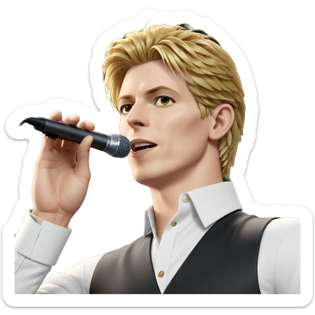 blonde boy with microphone sticker