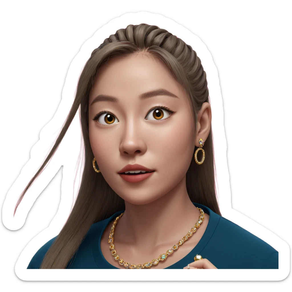 portrait of girl with jewelry sticker