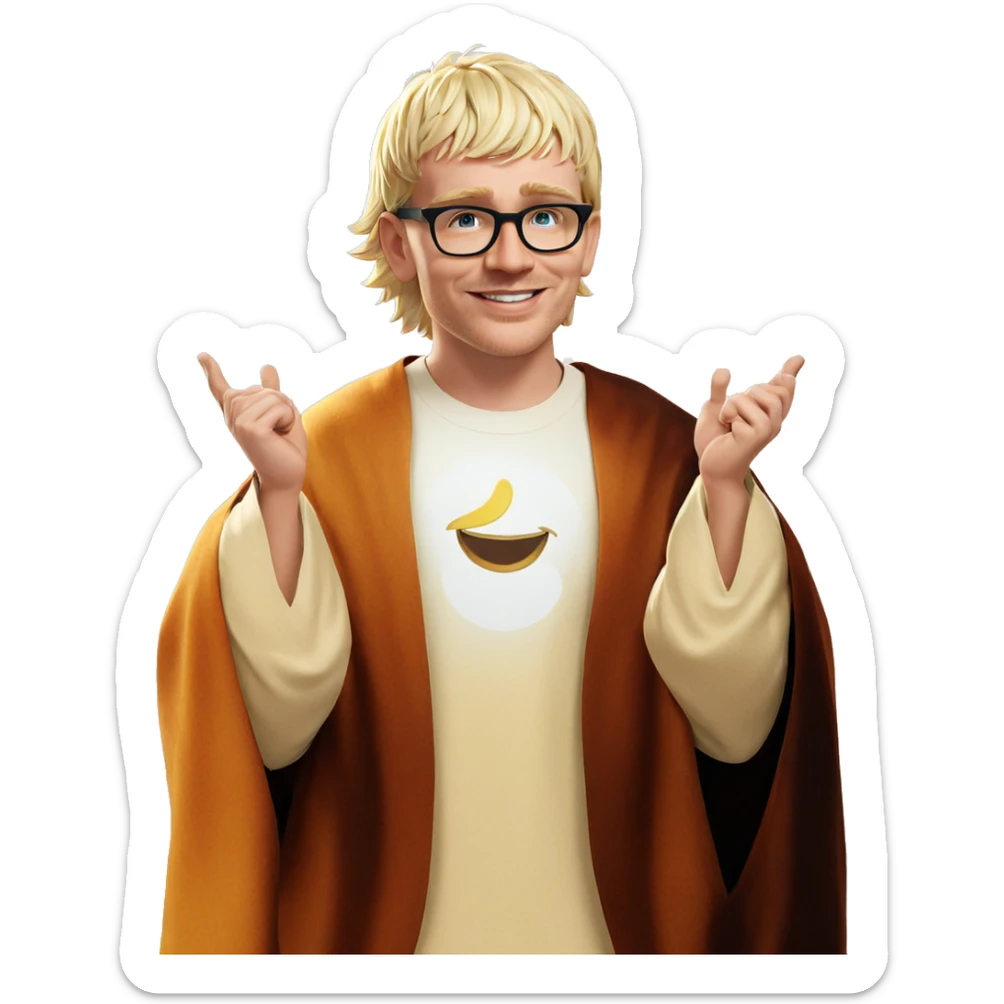 smiling boy in sunny sky sticker