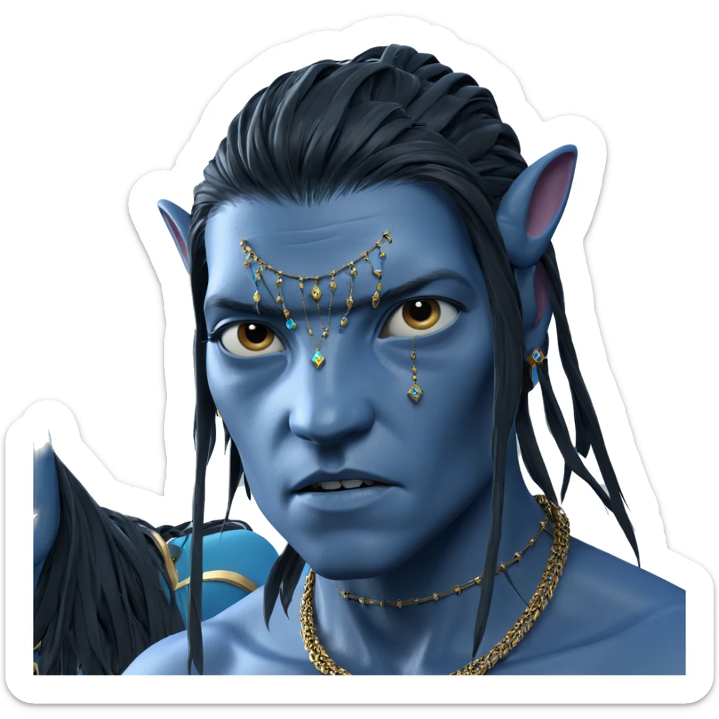blue skinned boy with jewelry sticker