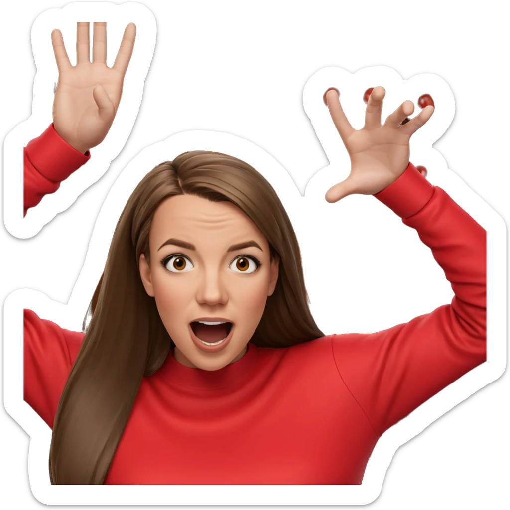 surprised girl with brown hair sticker