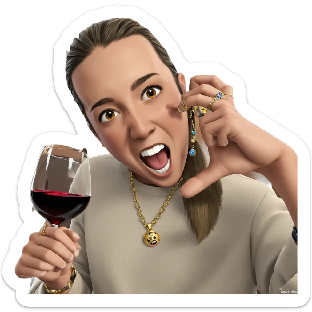 male enjoying wine and jewelry sticker