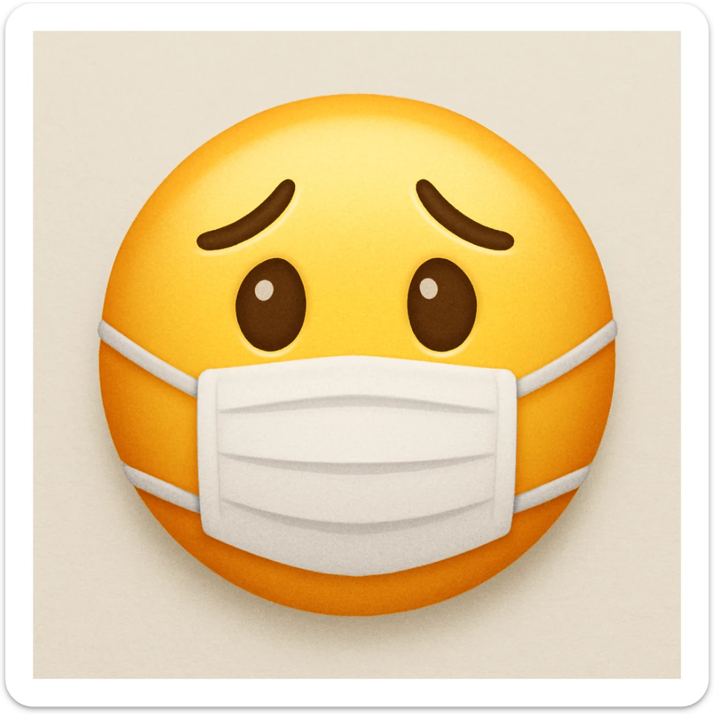 emoji with face with medical mask and worried eyes sticker
