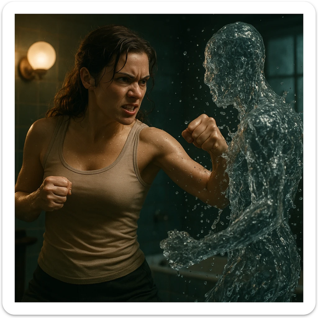 Donna che sta sconfiggendo la sua ritenzione idrica stile cinema sticker