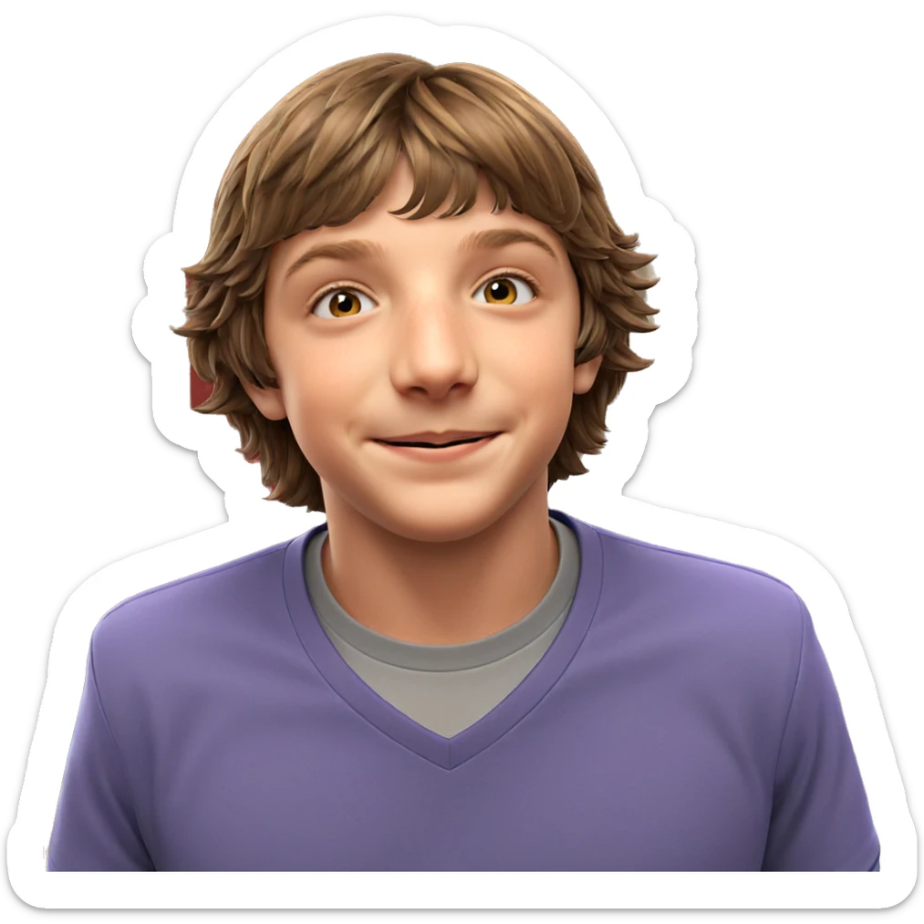 smiling boy with brown hair sticker