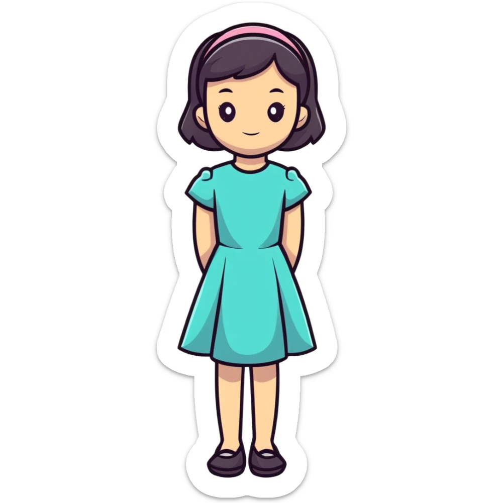 teen girl in a blue dress sticker