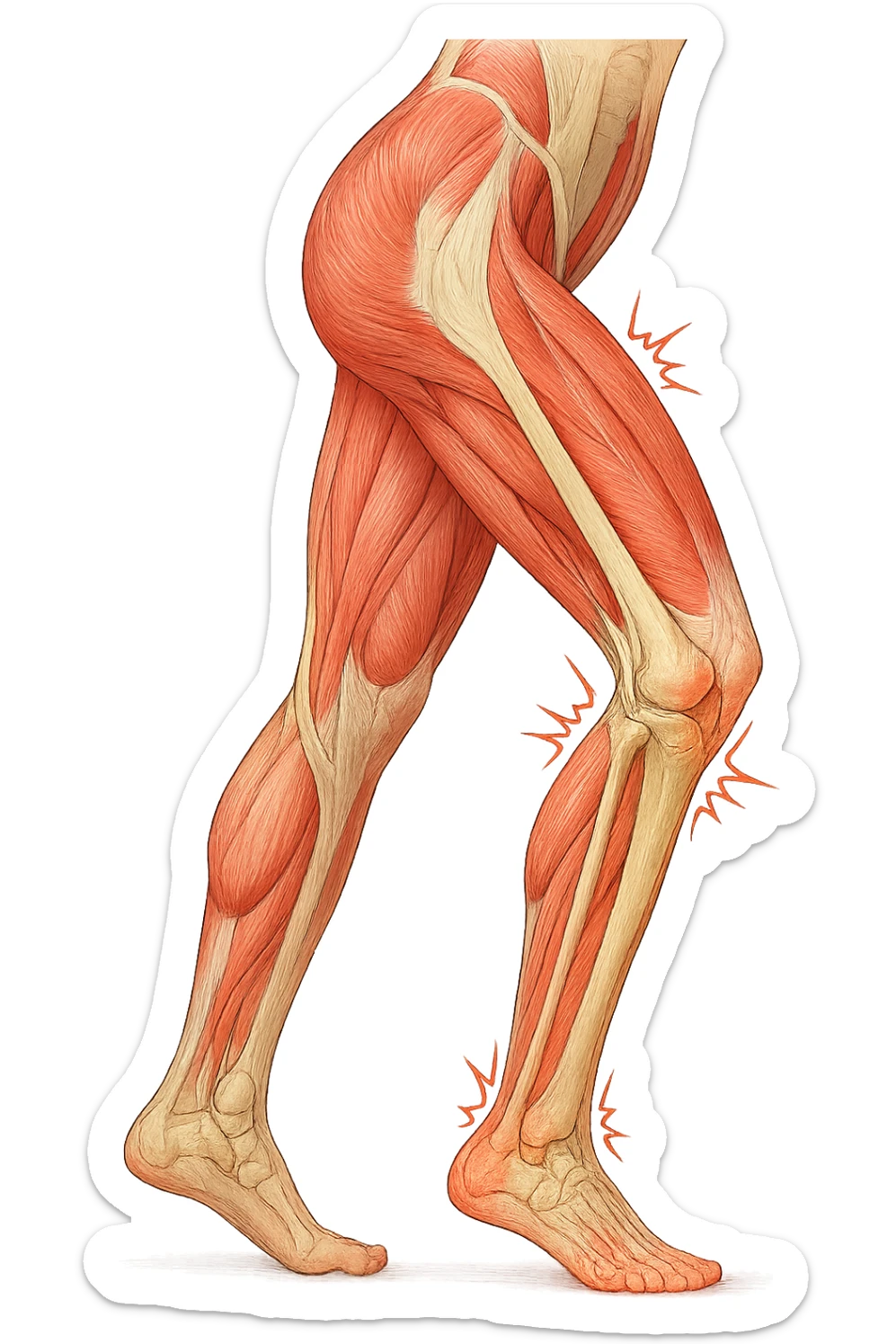 PRENDI SPUNTO DALLA FOTO E FAMMI A LIVELLO ANATOMICO LA GAMBA IN SOVRACCARICO sticker