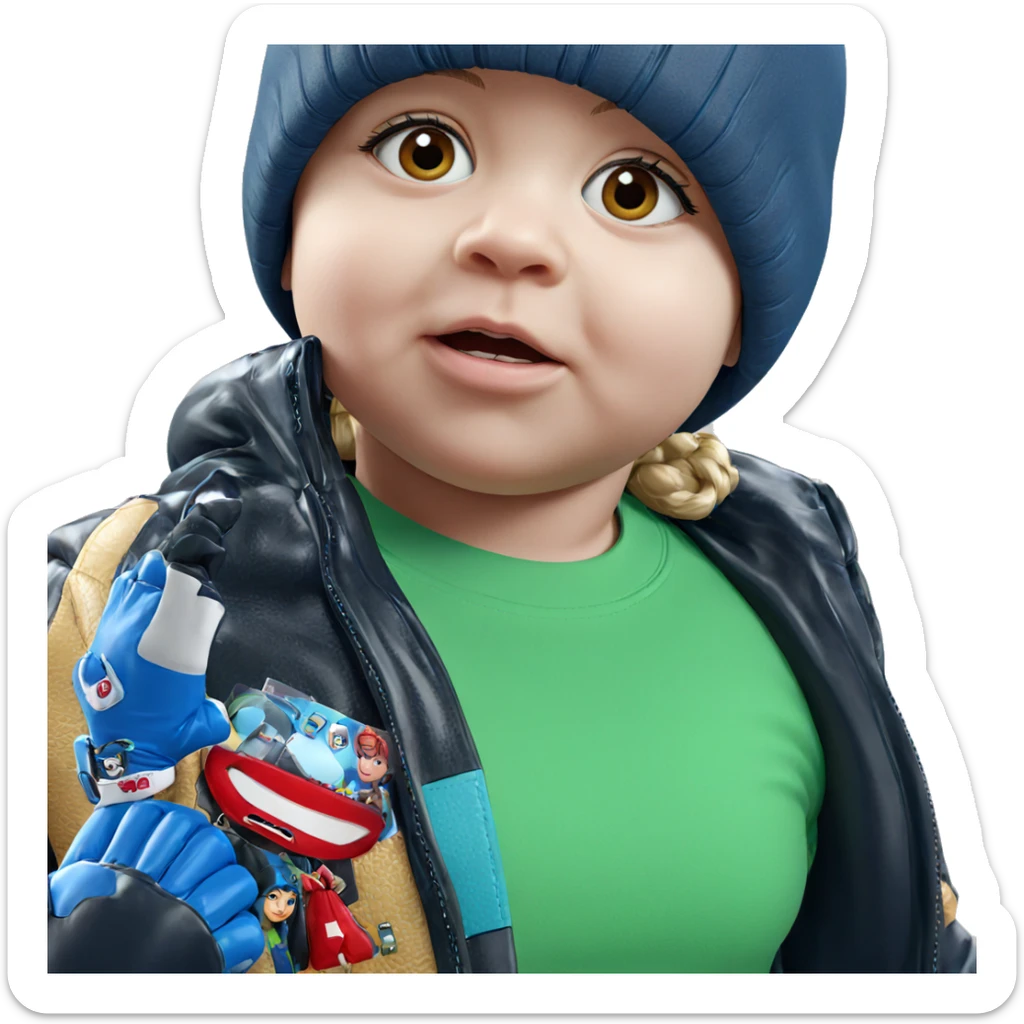 girl in jacket with gloves sticker