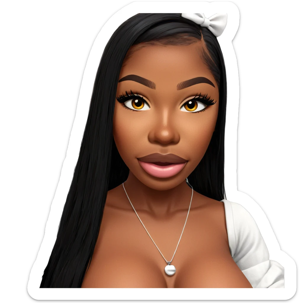 dark-skinned girl with stuffed toy sticker