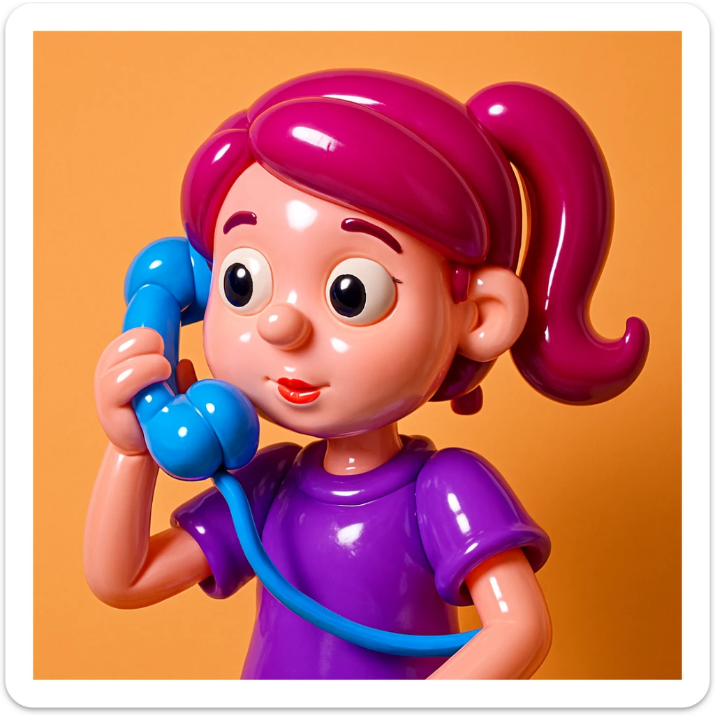 girl talking on telephone in her room sticker