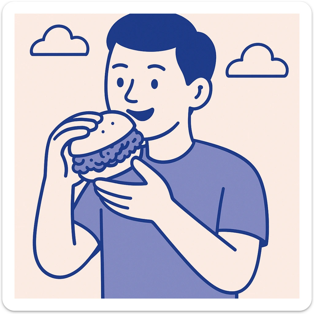 person eating sloppy joe sticker