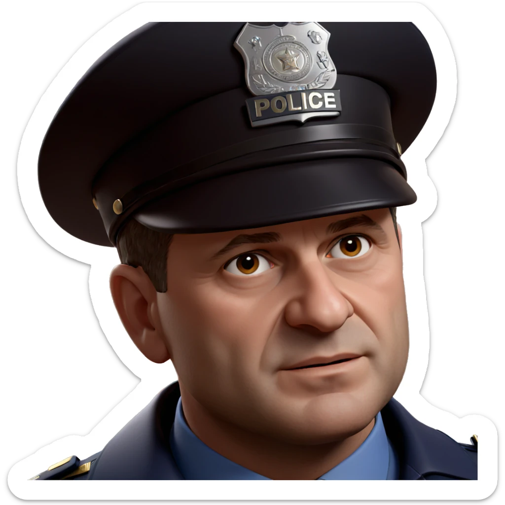 police officer portrait in uniform sticker