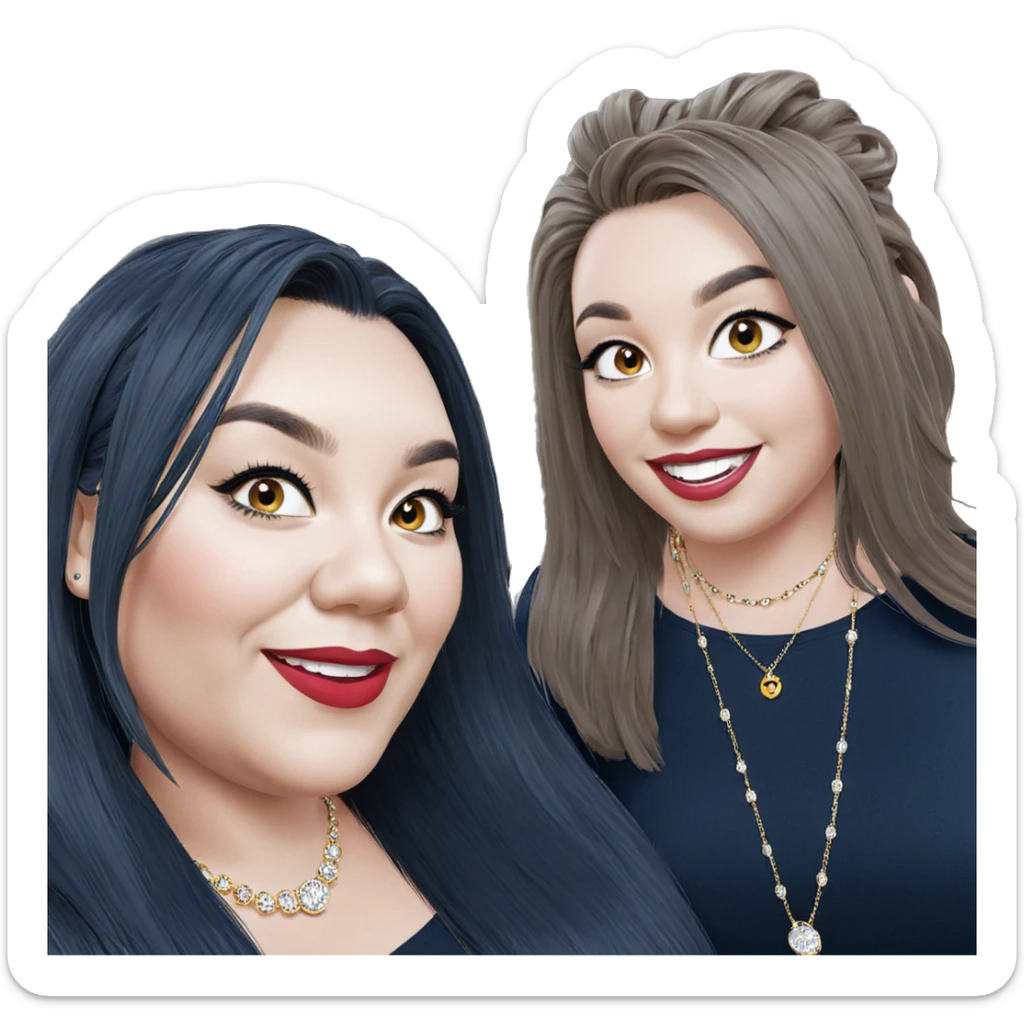 smiling girls with jewelry sticker