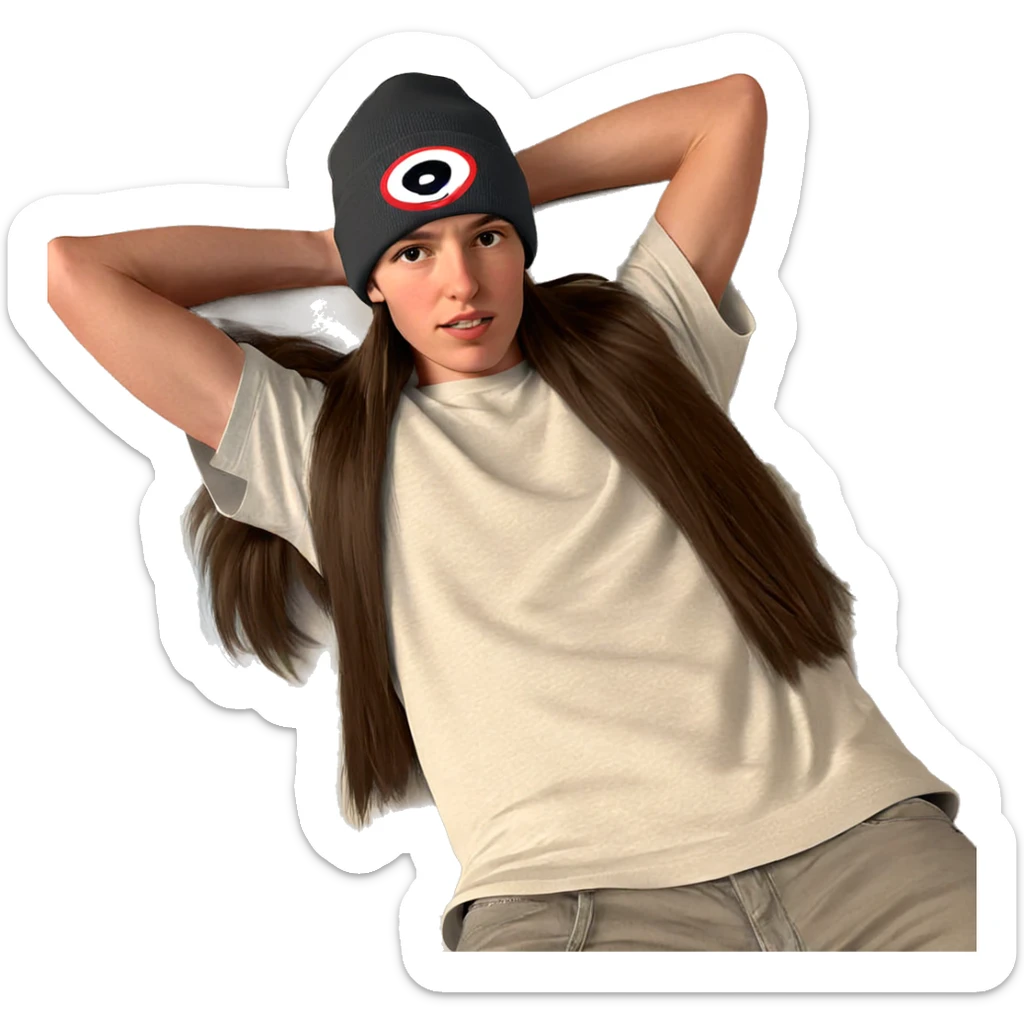 cool guy in beanie laying sticker