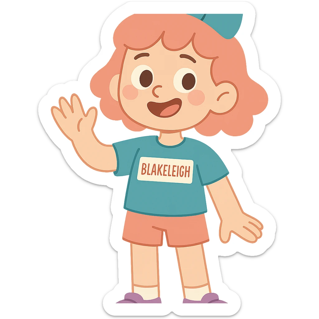 pastel cartoon character of Blakeleigh with soft colors sticker