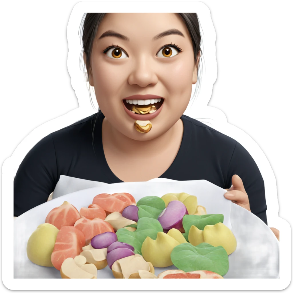 girl enjoying food looking at viewer sticker