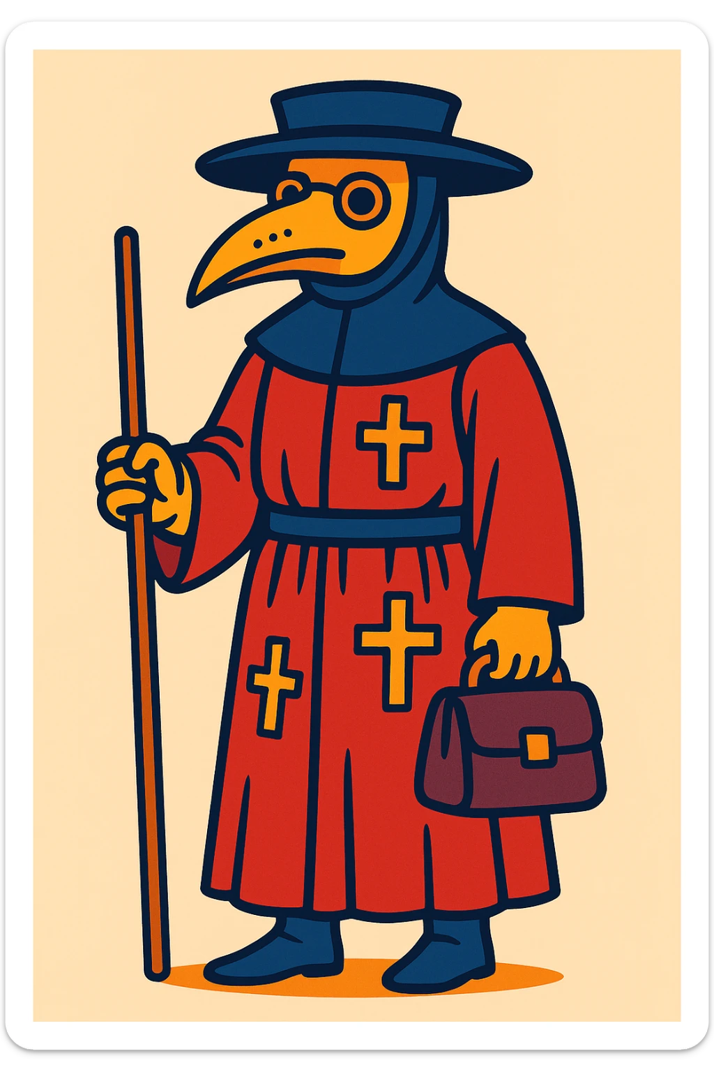 Tudor doctor, historical attire, full figure, vibrant toon cartoon style sticker