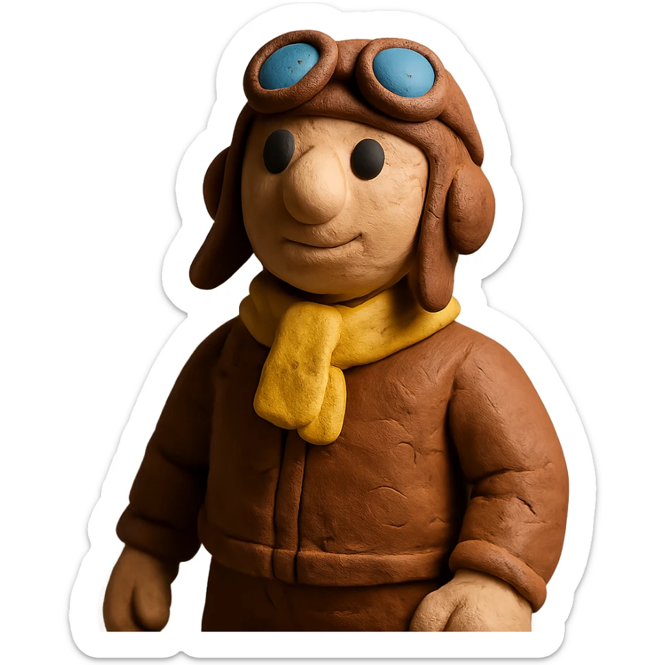 claymation style pilot sticker