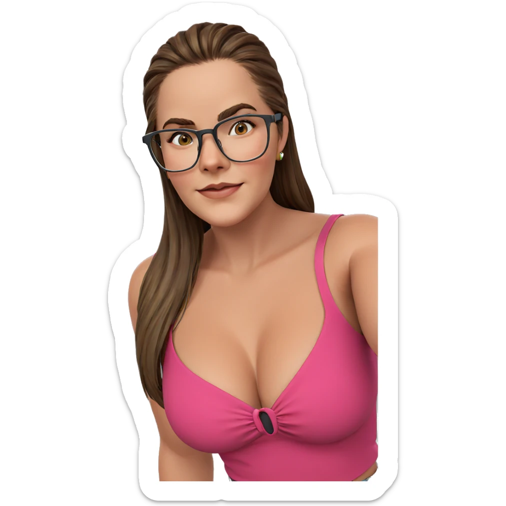brown haired girl with glasses sticker