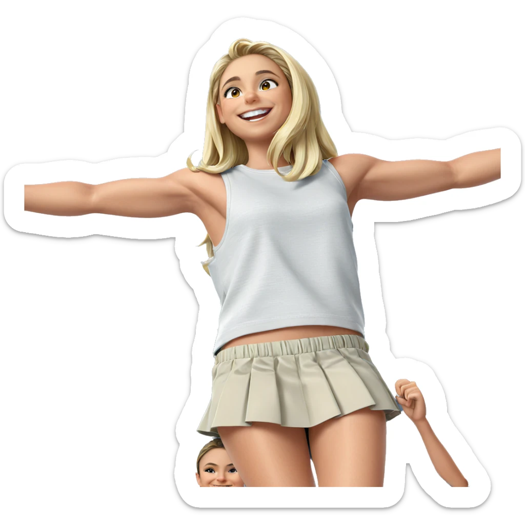 smiling blonde boy in skirt sticker