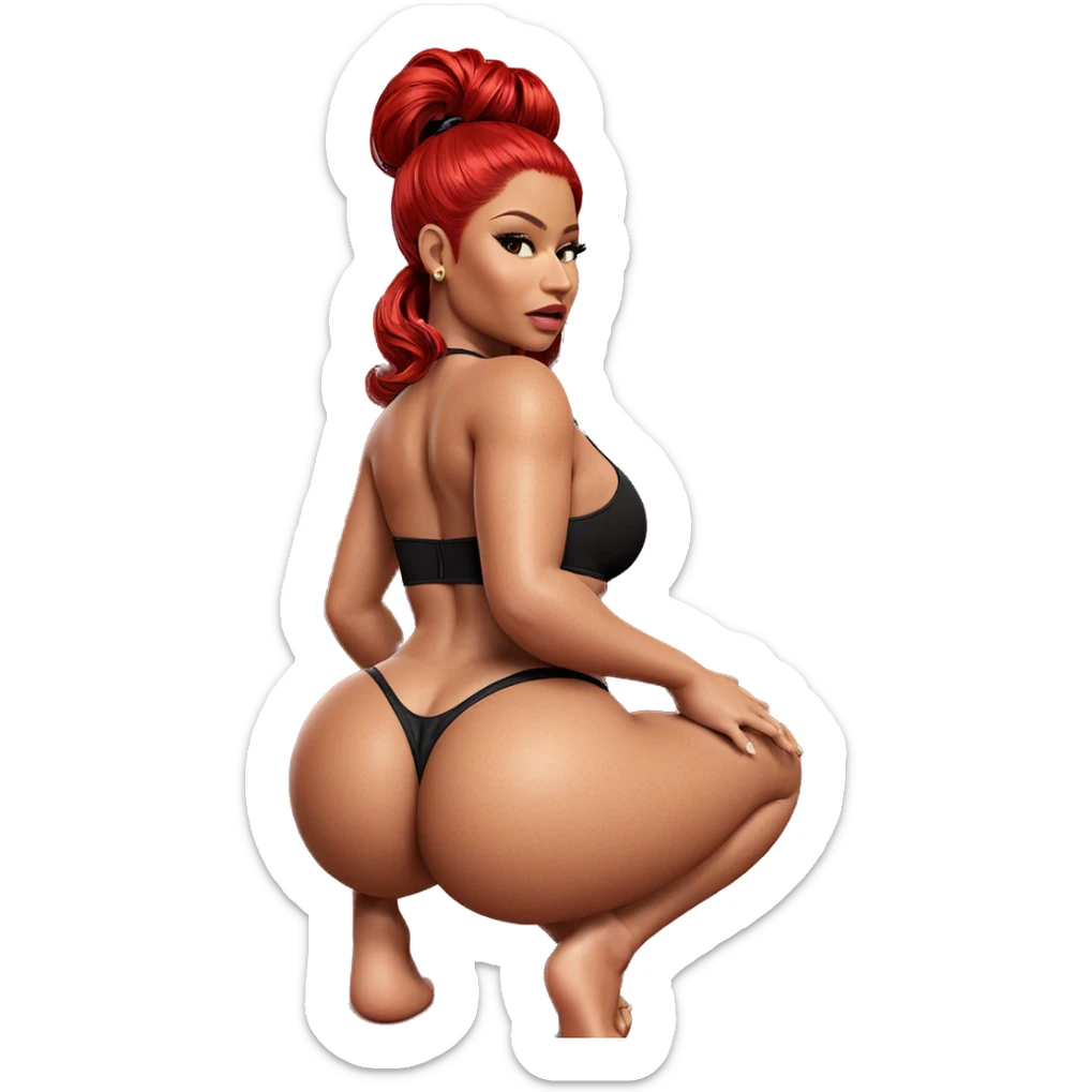 seductive pose with red hair sticker