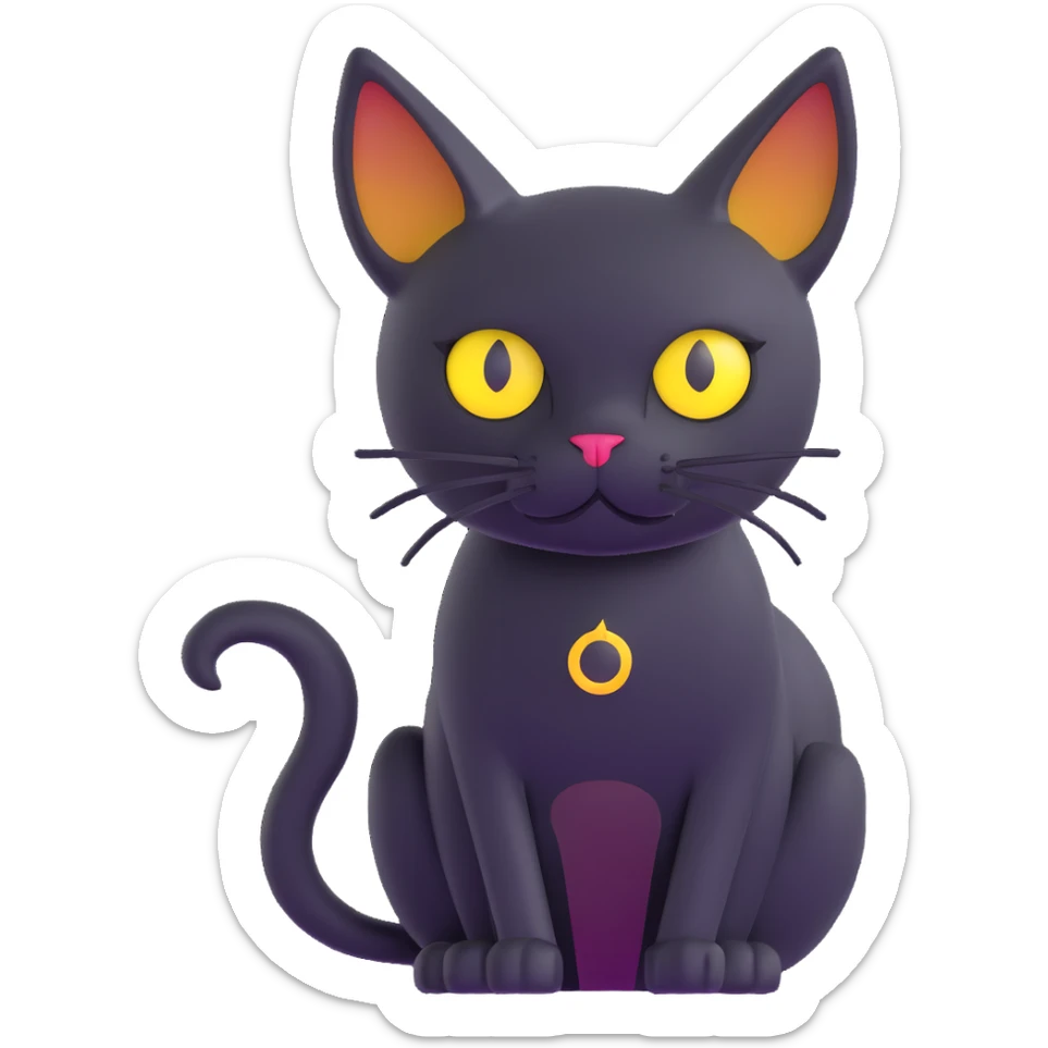 skinny black cat with yellow eyes sticker