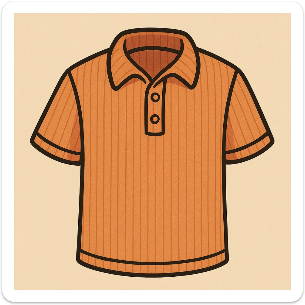 A short-sleeved polo shirt in a ribbed texture, front view sticker
