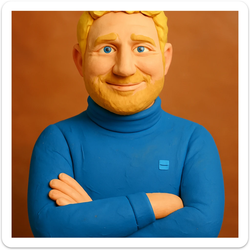 portrait inspired by Gerard Butler, weniger Falten, Haare mehr blond, Gesichtsausdruck freundlicher und leicht lächelnd sticker