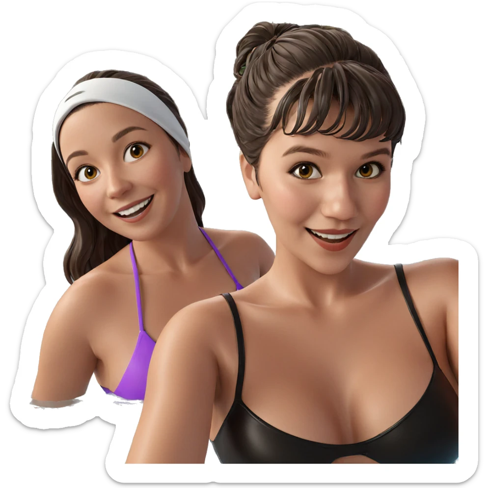 smiling girls in swimwear pool sticker