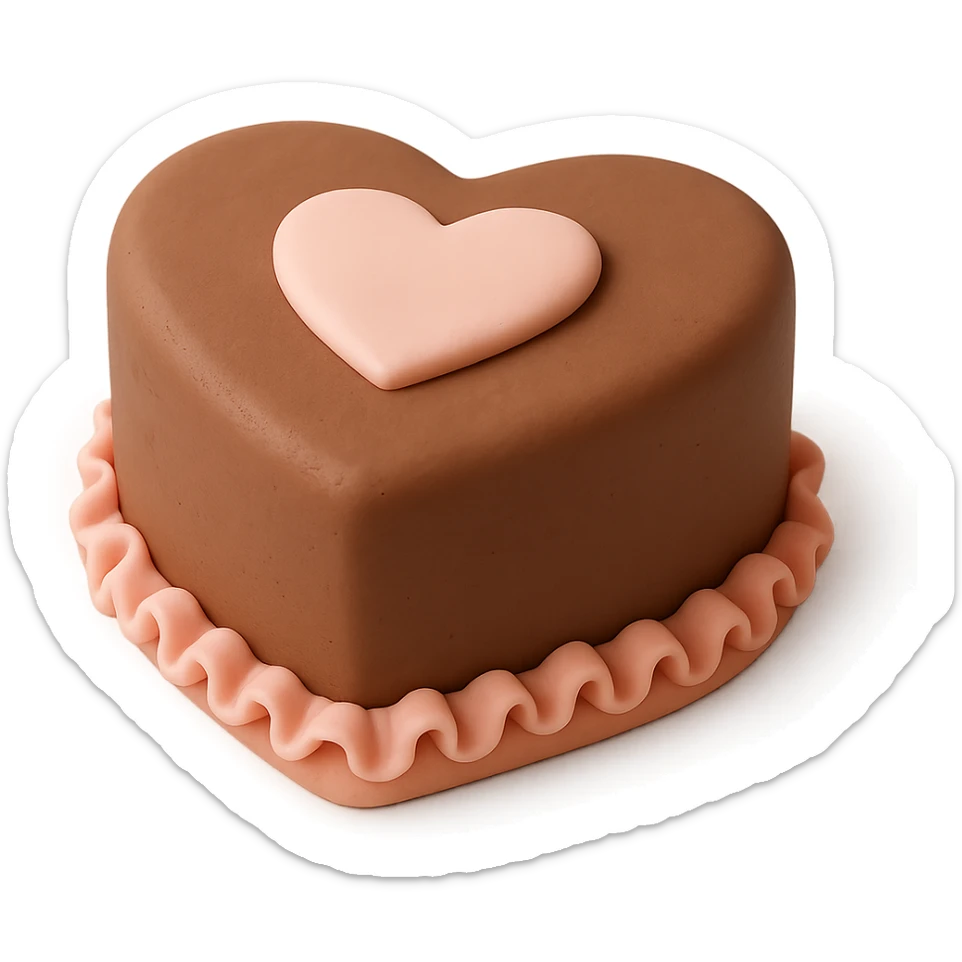 heart-shaped chocolate fondant cake sticker