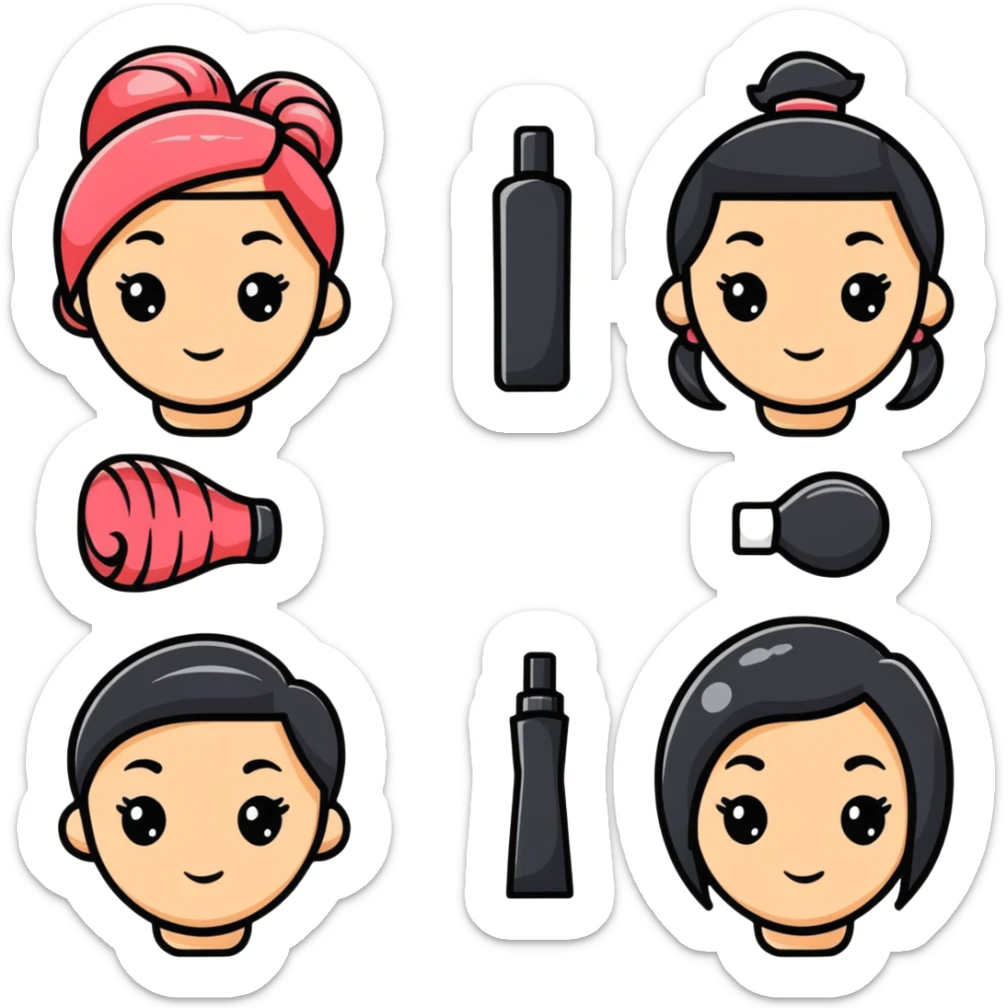 hair salon marketing social media promotion, hairstyle before and after sticker