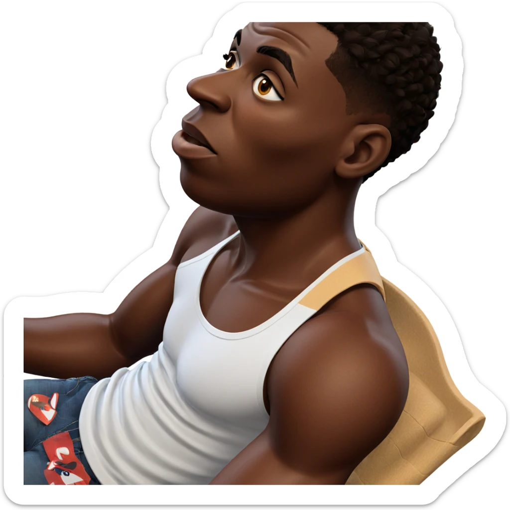 dark-skinned boy portrait sticker