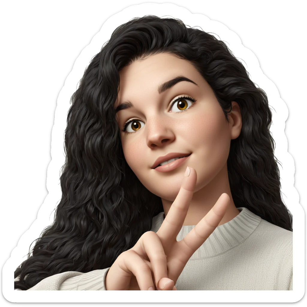 black haired girl in sweater sticker