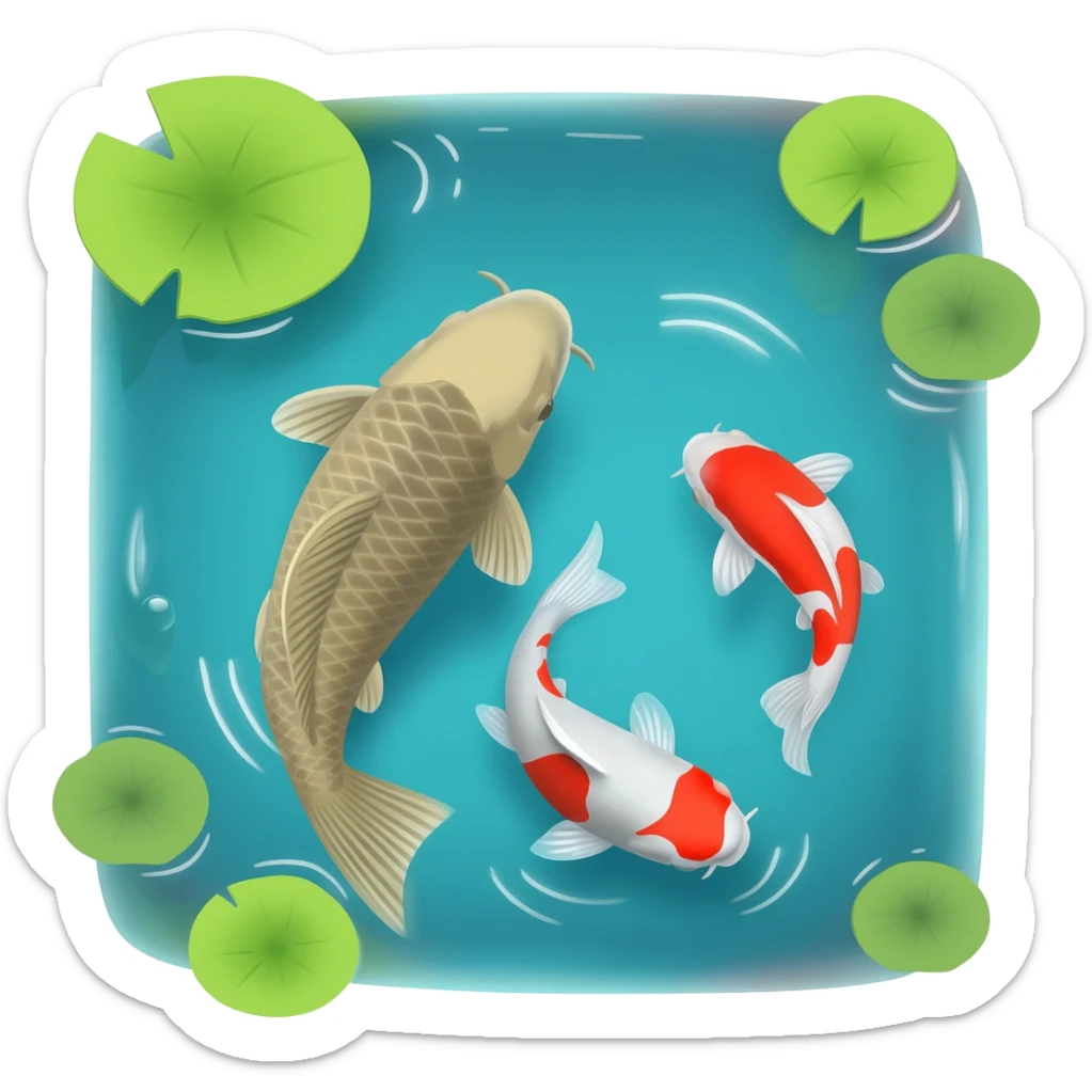 Koi fish in a pond aesthetic scenery  sticker