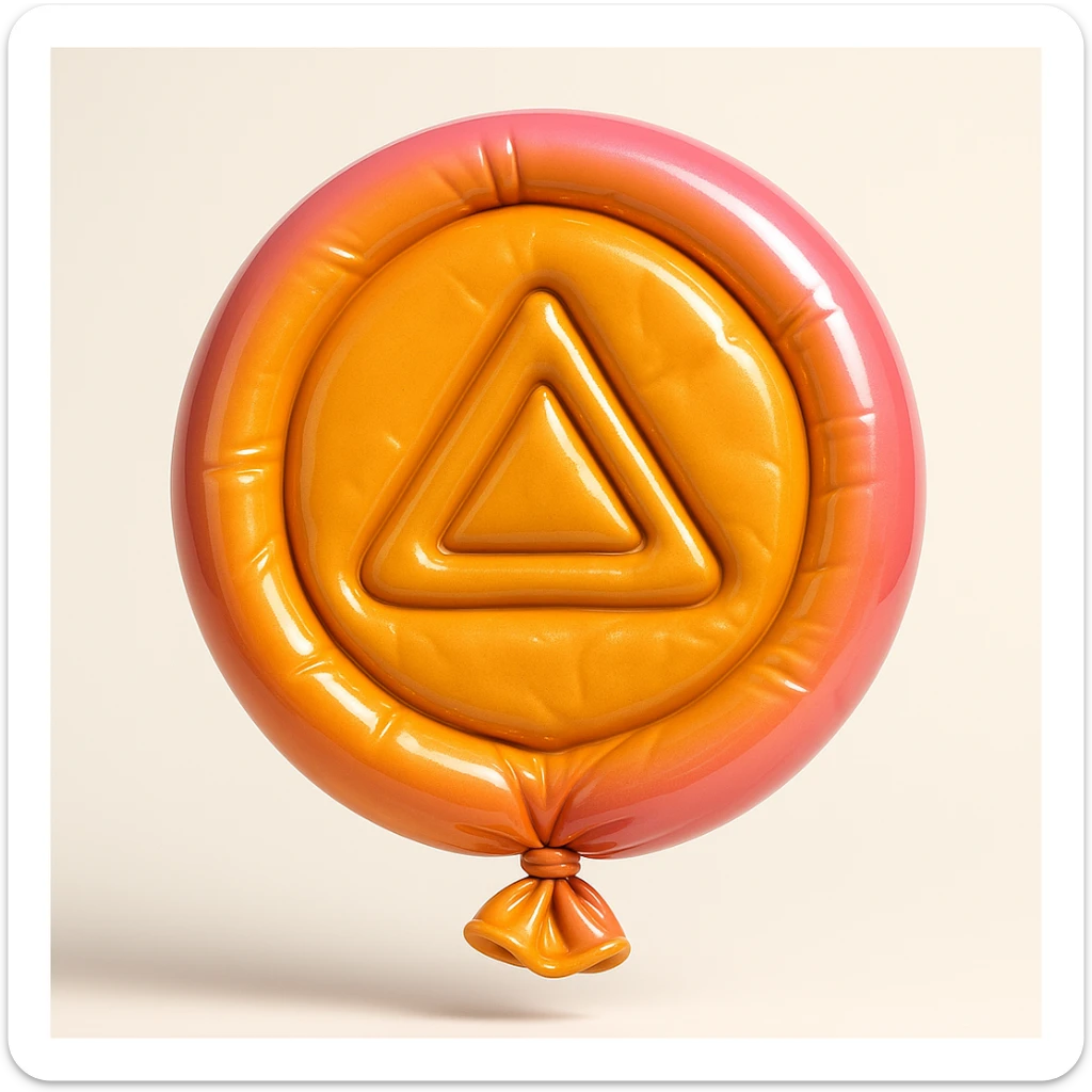 dalgona candy with triangle shape, balloon style, inspired by Squid Game sticker