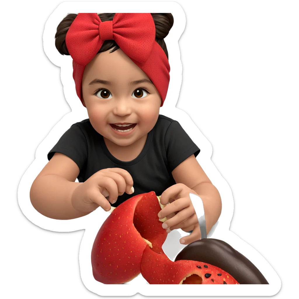 happy girl enjoying food sticker