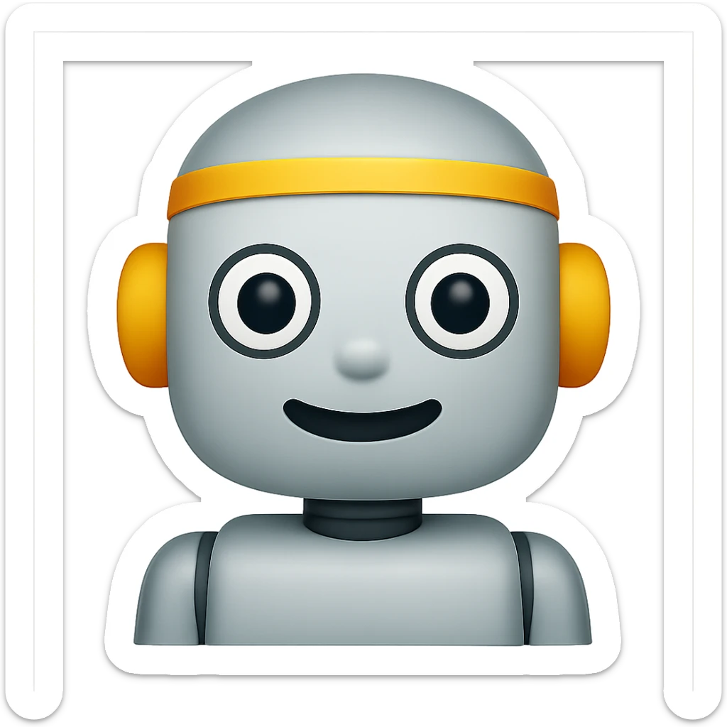Create an apple style emoji of a simple robot with no phone, no background, clear and friendly design. The style should reflect the classic Apple emoji look with smooth, clean lines and bright colors, focusing on a friendly and approachable robot character. sticker