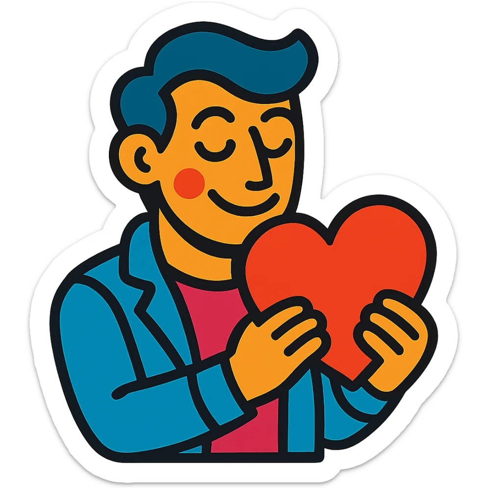 a lover with a heart sticker