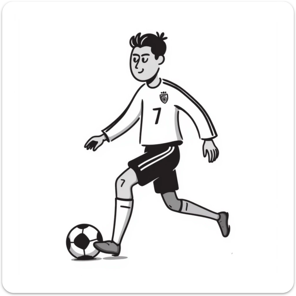 Cristiano Ronaldo with soccer ball, football player with jersey number 7 sticker