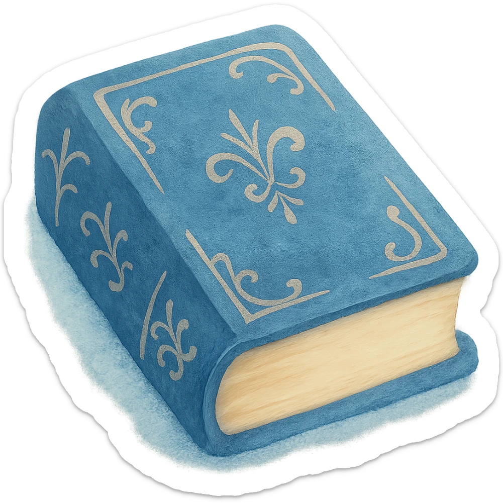 Change the color of the antique closed book with gold filigree to a rich sapphire blue, maintaining the dreamy painterly watercolor style with visible brushstrokes. Keep the transparent background. sticker