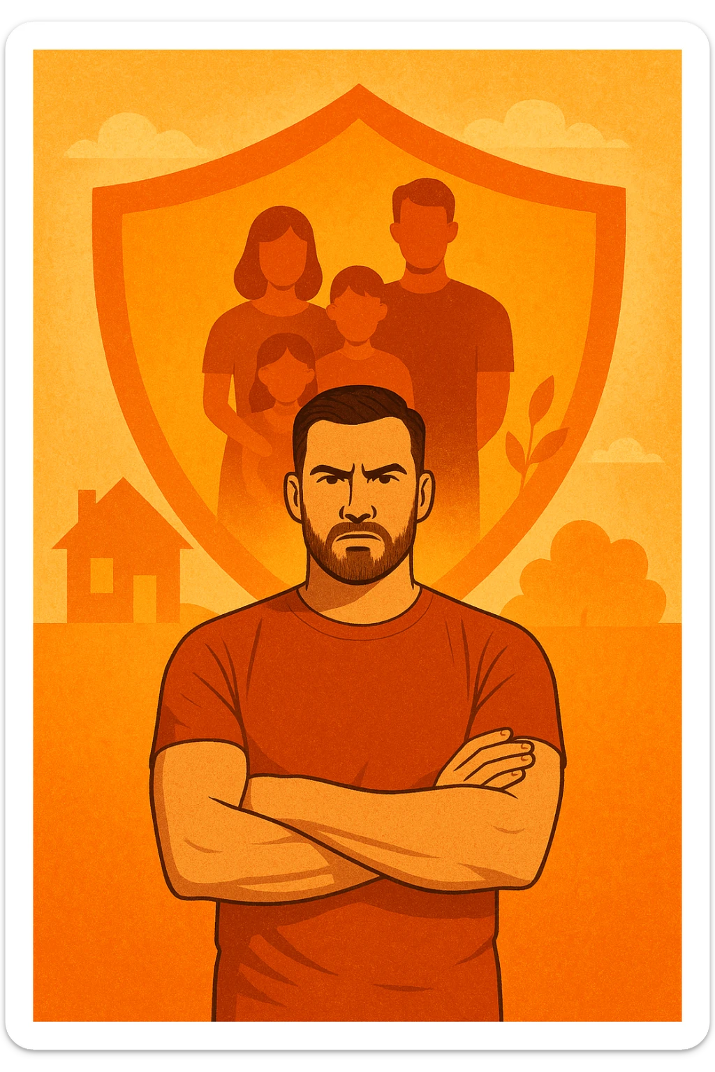 UOMO A BRACCIA CONSERTE CHE TRASMETTE PROTEZIONE PER LA SUA FAMIGLIA sticker