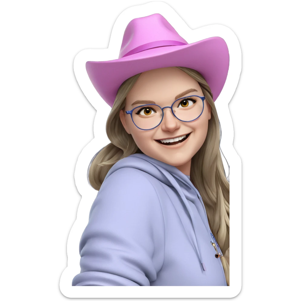 happy girl in stylish hat sticker