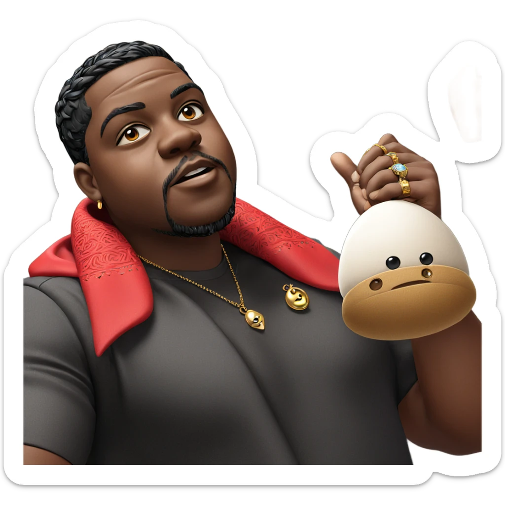 dark-skinned male with jewelry sticker