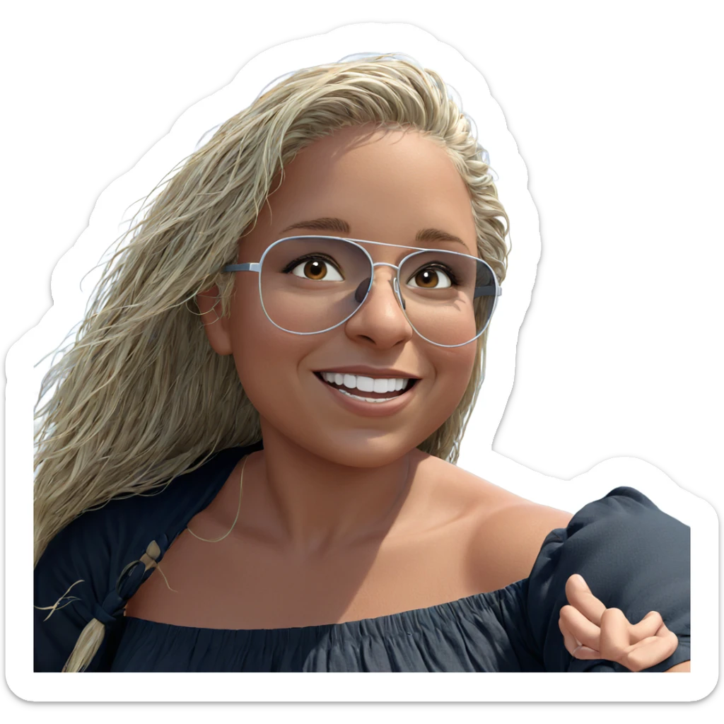 smiling girl by the ocean sticker