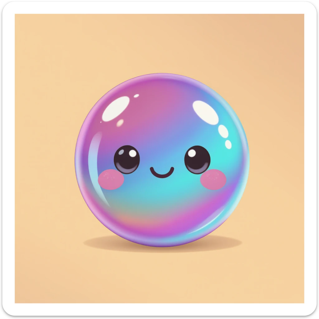 cute and shiny object with a gradient effect, no background sticker