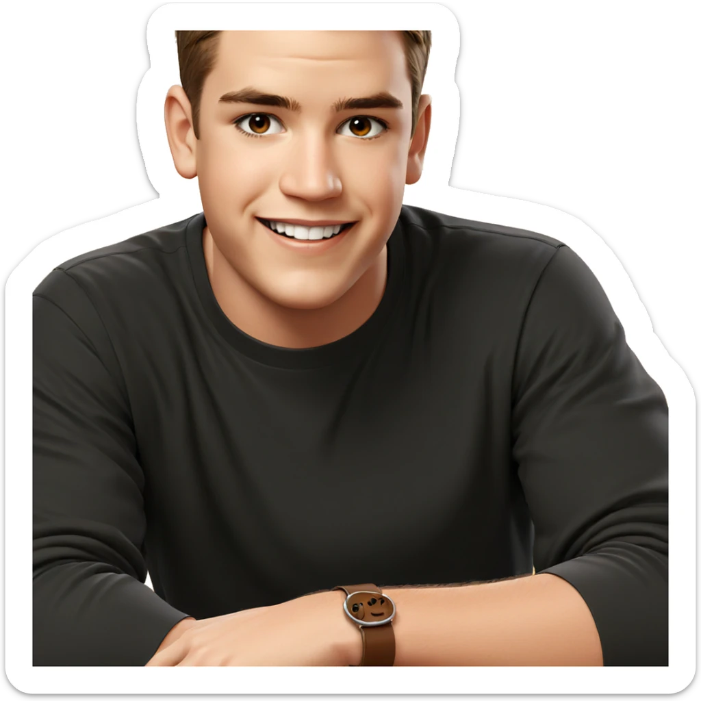 smiling boy with brown hair sticker