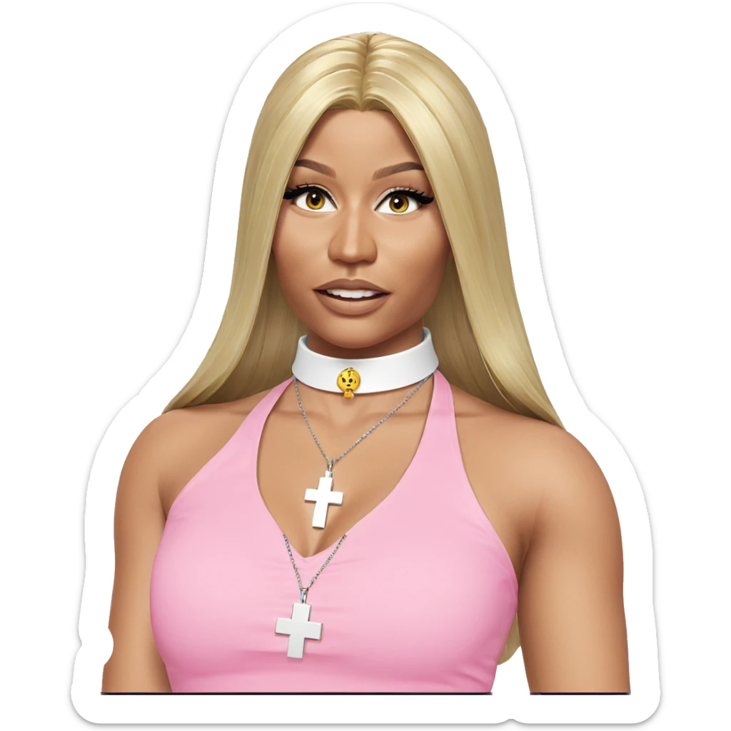 blonde girl with cross necklace sticker