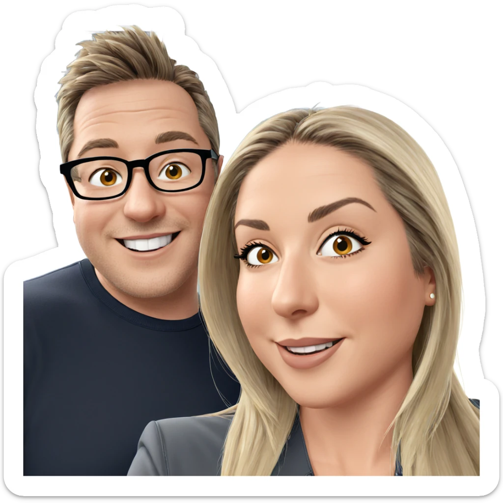 smiling couple with glasses sticker