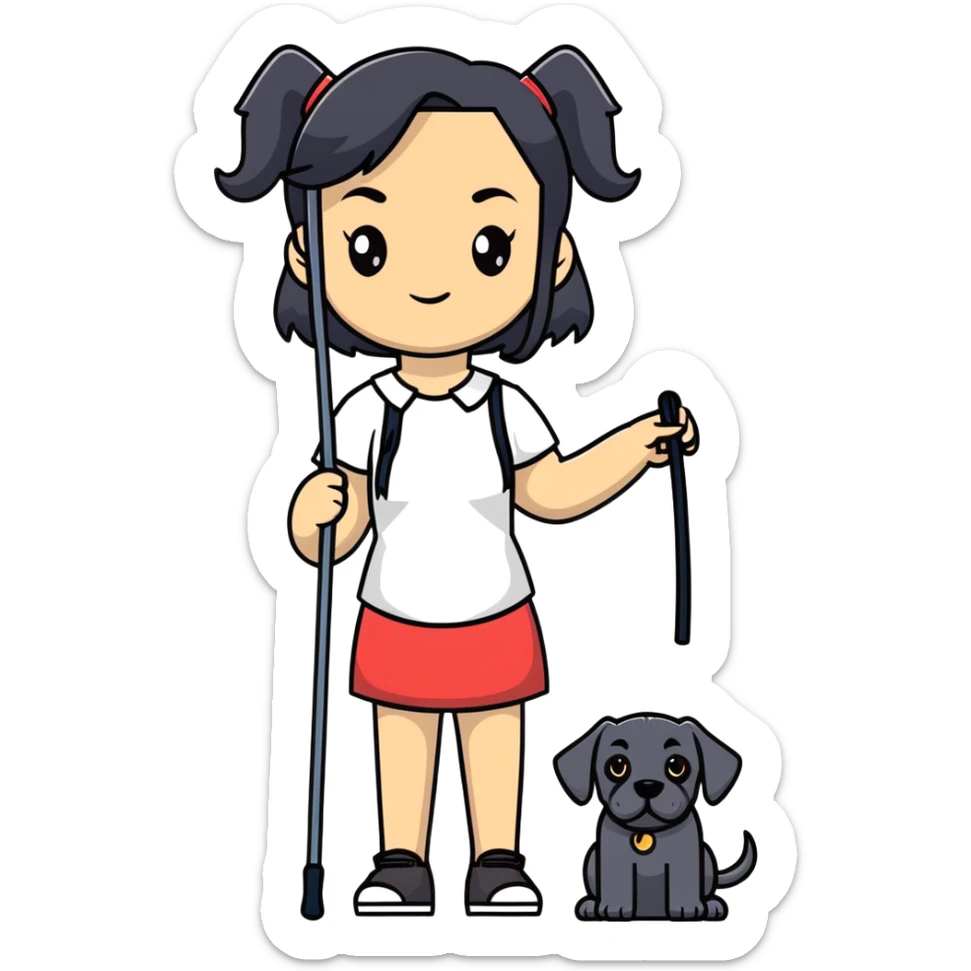 Woman with long black hair holding a black Cane Corso dog with cropped ears sticker